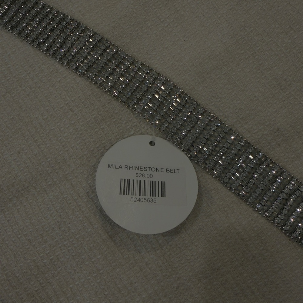 NWT Clash Clothing Sparkling Silver Rhinestone Belt O/S - Picture 4 of 6
